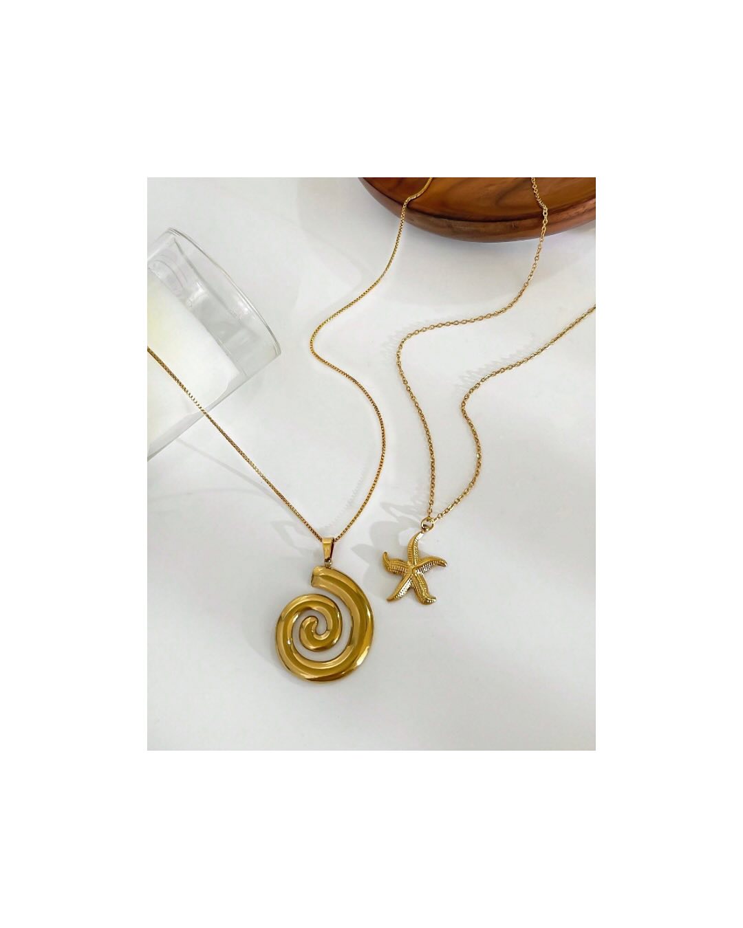 Collar de acero inoxidable ⭐️🐌 Con patrón de :caracol y estrella de mar 😍👌🏽 Individual o en conjunto ❤️🙋🏽♀️