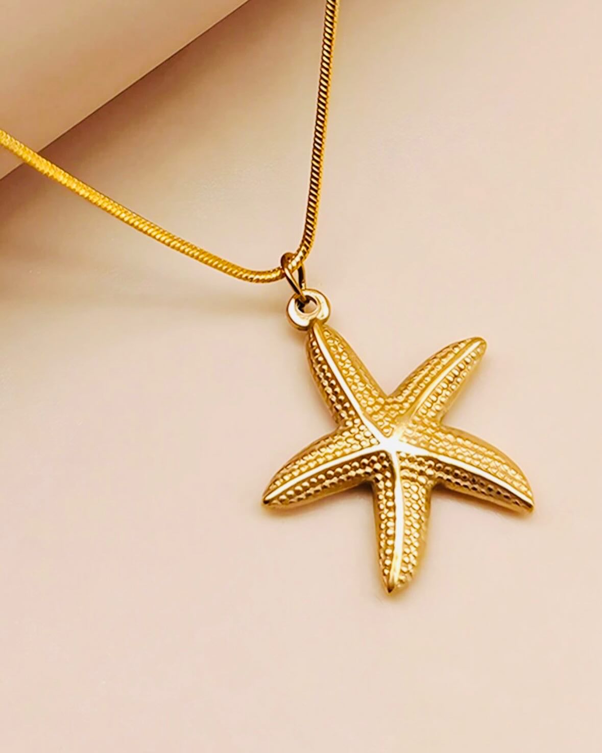 Collar con dije de estrella ⭐️, de esa que te hacen ver linda , radiante 🌴💛. Temática de océano 🌊🦈 De acero inoxidable.