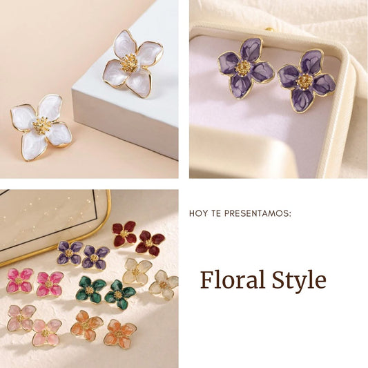 Floral Style .🌸🌼🌚 Par de aretes : estilo floral 😍 Diferentes colores ❤️