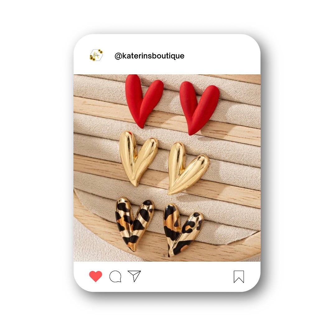 Aretes de aro con estampado : de leopardo , y corazón de metal ♥️ Uso casual : *Oficina *Diario *fiestas