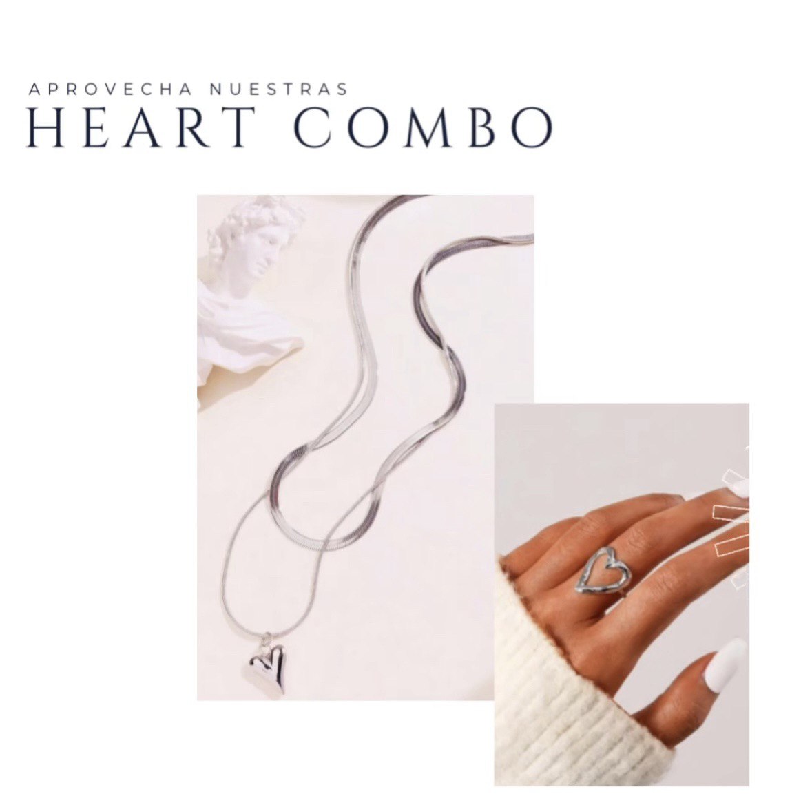 Heart Combo : Combo de corazón 💛 acero inoxidable. Este combo incluye :2 collares de acero inoxidable, con un anillo con diseño de corazón. Uso ~Casual ~Diario ~Oficina ~Universidad